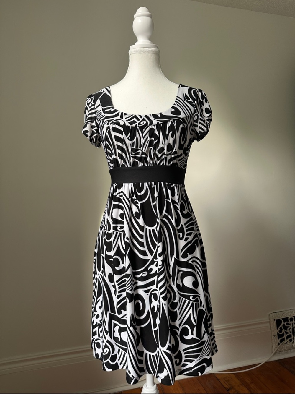 MAJORA Y2K Paisley Preppy Whimsygoth Short‎ Sleeve Tie Back Mini Dress Medium